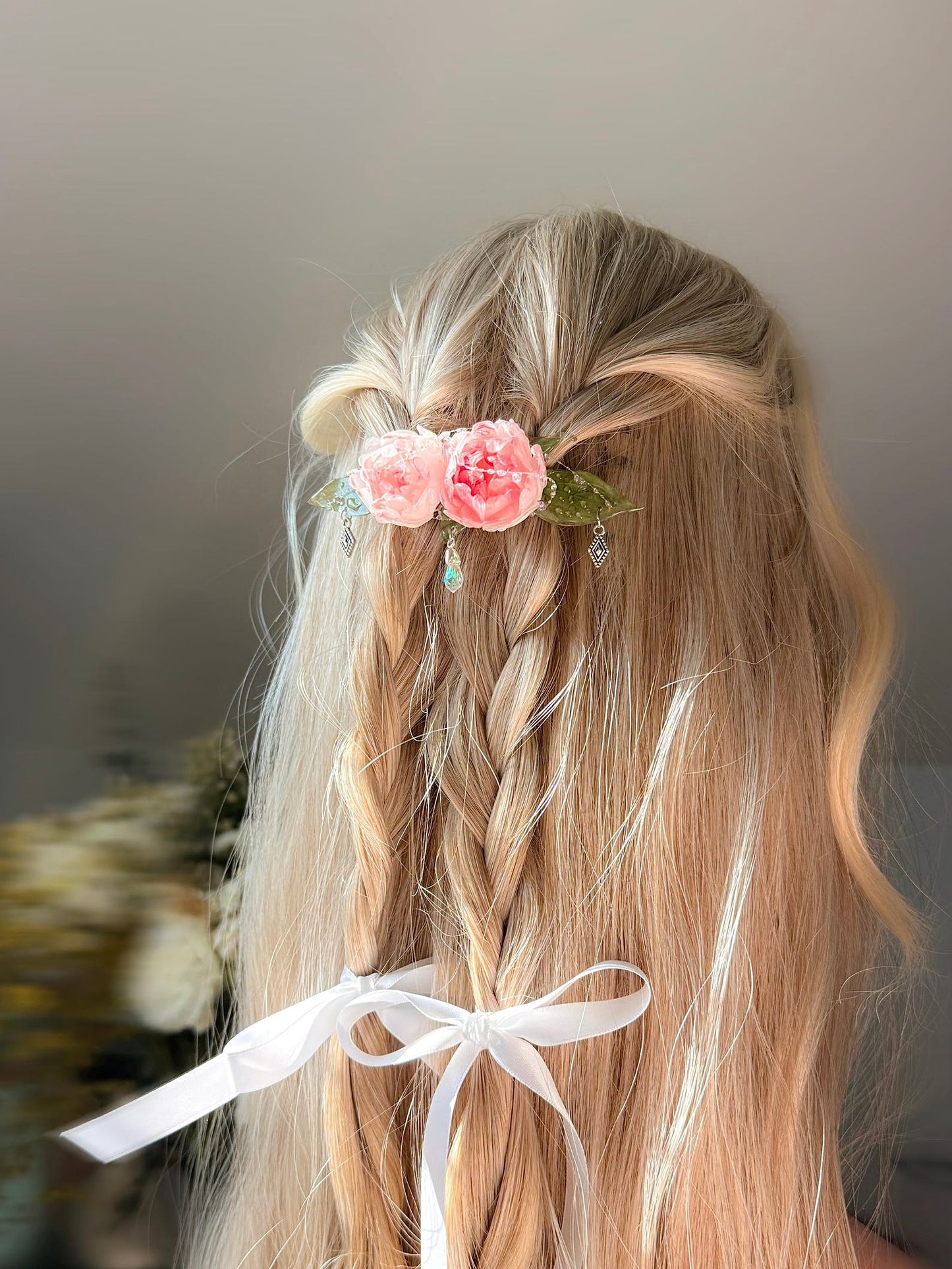 Peony French Barrette Hair Clip